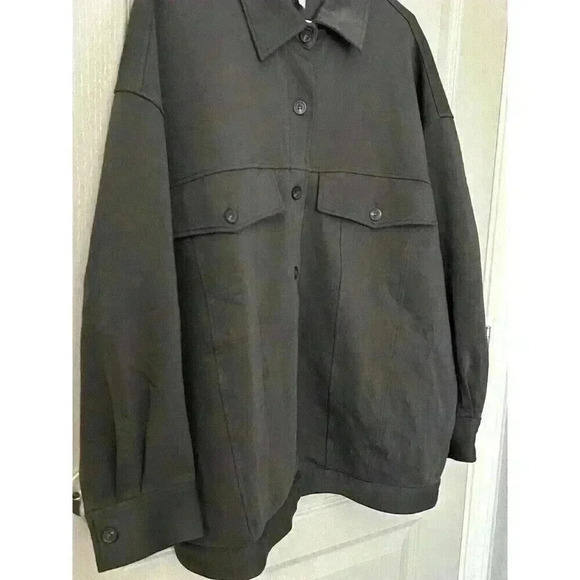 Men’s NAP Dark Grey Jersey Fleece Shirt Jacket Size Small. Oversized, Comfort - Picture 4 of 13